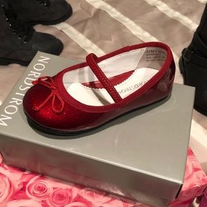 Red shimmer shoe